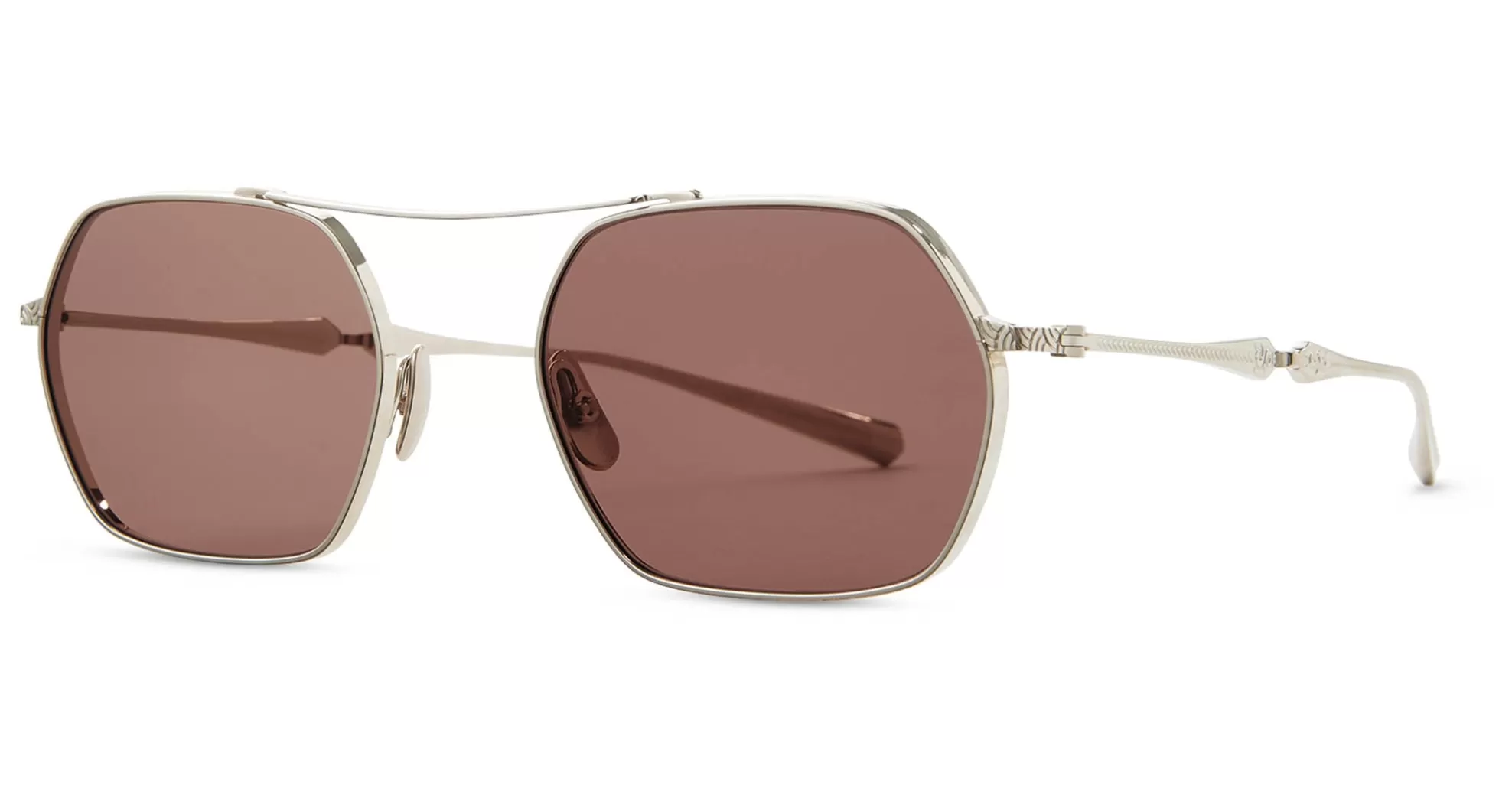 Garrett Leight Mr. Leight Logo-RYDER S 12K White Gold/Semi-Flat Tahitian Rose